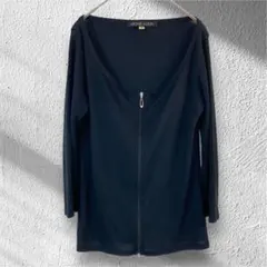 MICHEL KLEIN ミッシェルクラン 黒ジップカーディガン日本製M 566