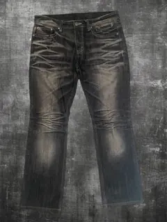 ブラックデニム ストレートレッグパンツ　y2k パンク　グランジ　アーカイブ