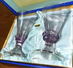 ボヘミアクリスタルのワイングラス2客セット チェコスロバキア製 箱入り　美品