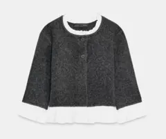 ♥︎ZARA グレー ボタン付きフリル♥︎ニット♥︎グレー♥︎セーター♥︎カーディガン