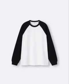 GUヘビーウェイトクルーネック長袖Tシャツ　ラグラン　ブラックXL 新品同様