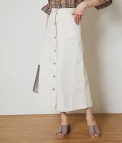 バックレースアップベイカーポケットスカート　キナリのサムネイル