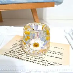 No.585 ミモザ＆花かんざしと紫陽花in♡固まるハーバリウムペン立て
