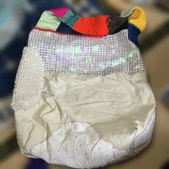 カラフルパッチワークショルダーバッグ ハンドメイド　#デンマーク在住作家作