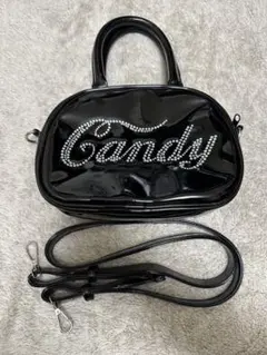 た*中様 Candy stripper エナメルショルダーバッグ ブラック　y2