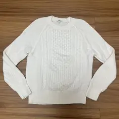 UNIQLO ユニクロ ケーブル編み ホワイトニット L サマー 夏