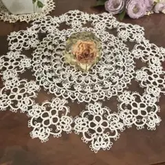 花模様 ホワイトレース ドイリー 4枚セット ハンドメイドビンテージ