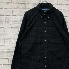 ラルフローレン長袖シャツ！ブラックM ロゴ刺繍 0409