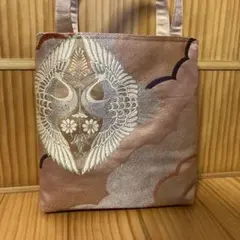 218 帯リメイクバッグ　淡いピンク