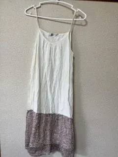 レディース キャミワンピース アイボリー花柄M