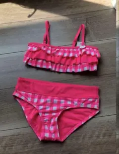 Justice ピンク チェック柄 セパレート水着 10