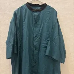 【BENO】ポリシャツ　古着　半袖　無地　緑色　Mのサムネイル