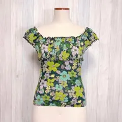 【MICHELKLEIN】花柄トップス カットソー スクエアネック きれいめ