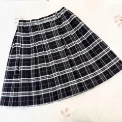 美品 女の子 165 スカート フォーマル 卒服 チェック柄 ブラック 制服
