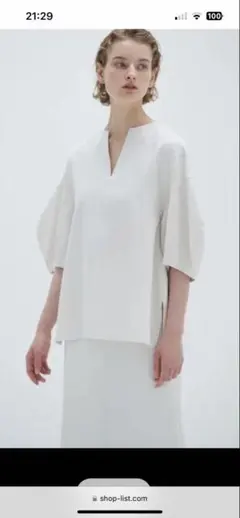 HenryLau様専用ランバンオンブルーライトダブルクロススリットネックブラウス