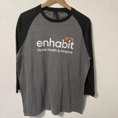 US古着 District ロゴ入り長袖カットソー Lサイズ グレー/ブラック