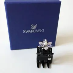 スワロフスキー フラワー ヘアクリップ ブラック