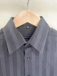 Geoffrey Beene ダークグレー ストライプ シャツ