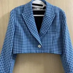 ★新品未使用品★ ZARA クロップドジャケット ショート丈 チェックジャケット