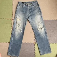 Lee ライトブルー ダメージデニム ストレート　ダメージ有り　古着
