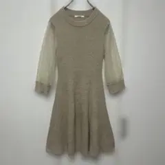 SNIDEL スナイデル 袖オーガンジー ドッキング ニットワンピース F