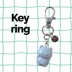 猫 ねこ グレー 灰色 ゆるキャラ チャーム キーホルダー ▷匿名配送