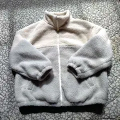 フリースジャケット グレーとアイボリー バイカラー