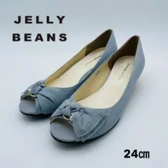 【未使用】Jelly Beans オープントゥ24cm 国産 ヒール3.5㎝