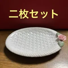 【2枚セット】【美品】バラの花のアクセサリートレイ（陶器）