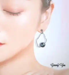 シェルパール + オイスターリング わっか　ピアス おおぶり