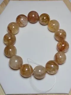 深みある透明感。ウイスキーハニーシトリン 大玉ブレスレット 13mm