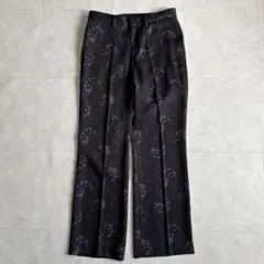 HARE ペイズリーフラワーフレアパンツ ブラック S 総柄 美脚シルエット