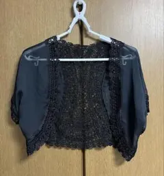 ウェディング ボーロ ケープ ドレス 刺繍 黒 レース