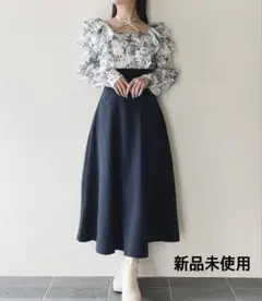 NOMAE フリルブラウスドッキングワンピース ネイビー