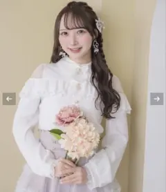 ROJITA ダブルリボンレース切替カットトップス ホワイト