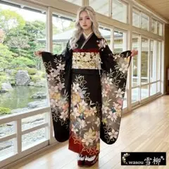 大人可愛い♡ダークチョコレート×ホワイト洗練コーデ♡振袖フルセット　成人式前撮り