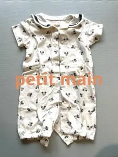 プティマイン50.60.70フリーサイズ新生児カバーオール夏ディズニーミッキー