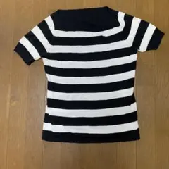 COMME CA ISM 半袖ニット M 黒と白のストライプ