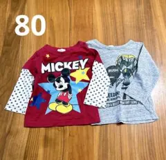 ミッキーマウス 気球柄　Tシャツ ロンT 長袖　2枚セット　まとめ売り