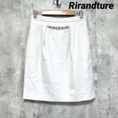 【Rirandture】膝丈タイトスカート ビジュー 清楚系 ライトグレー S
