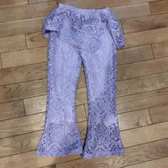 moimoi 薄紫 レース フレアパンツ　バースデー　ラベンダー