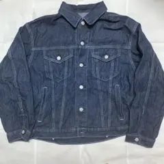 ダークブルー デニムジャケット　ジャンク品　古着　ジージャン