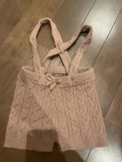 プティマイン　サロペット　ニット　ショートパンツ　サスペンダー