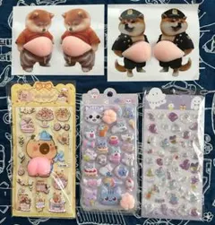 5点セット 3D おなかぷにぷにシール 肉球シール シール帳デコ 立体ステッカー