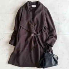 美品 スキャパ 42サイズ ウール100% ショールカラーリバーコート◆ブラウン