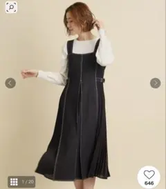 grove 脇プリーツジャンドレ デニム ジャンパスカート ジャンスカ