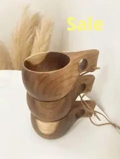 手作り木製コップ 3個　ククサ 北欧カップ キャンプ　アウトドア　フック無し