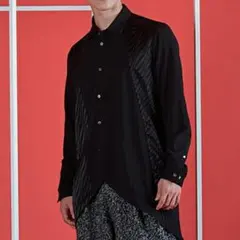極美品◆NO ID. BLACK イレギュラーチェンジングシャツ ブラック