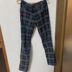 最終価格！SOMETHING サムシング チェック柄スキニーパンツ グリーン　S