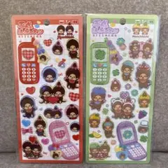 平成はっぴーフォン ステッカー シール モンチッチ もんちっち 2枚セット